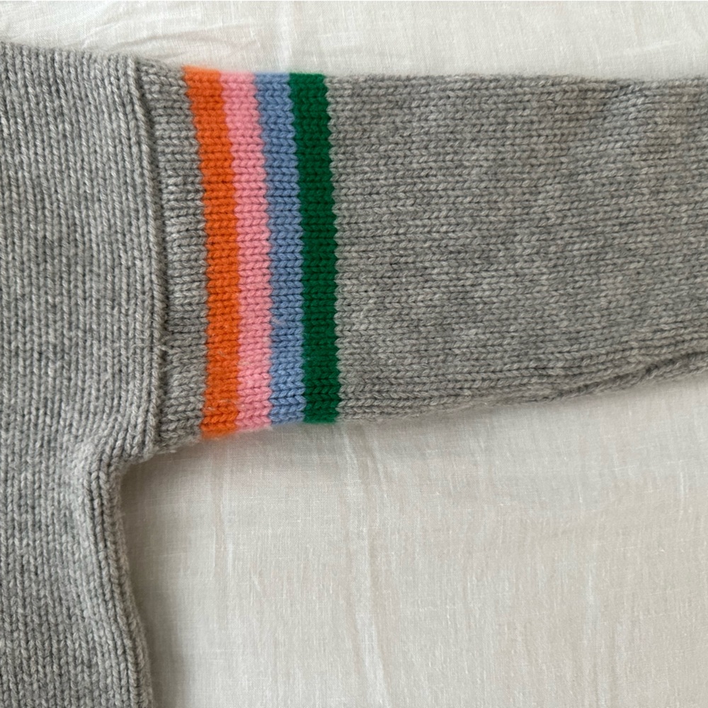 La Ligne Varsity Sweater Grey With Rainbow Stripe Size Small